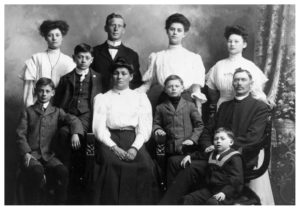 Black-and-white photograph of Reverend Jeremiah Johnston with his wife Mary McLeod Johnston and their family